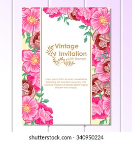 Invitation with floral background