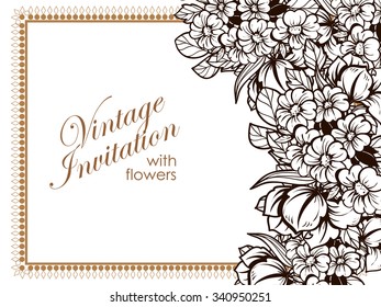 Invitation with floral background