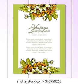 Invitation with floral background