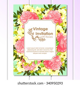 Invitation with floral background