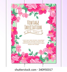 Invitation with floral background