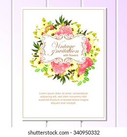 Invitation with floral background