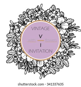 Invitation with floral background