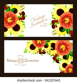 Invitation with floral background