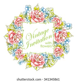 Invitation with floral background