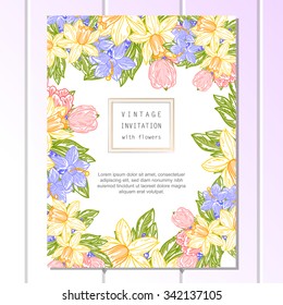 Invitation with floral background