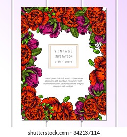 Invitation with floral background
