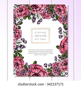 Invitation with floral background