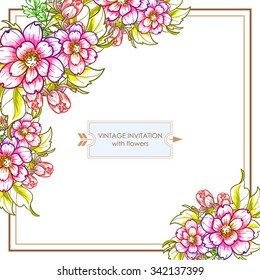 Invitation with floral background