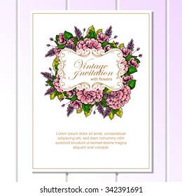 Invitation with floral background