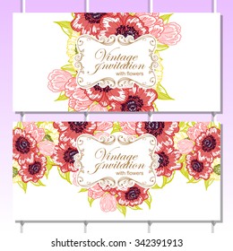 Invitation with floral background