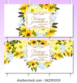 Invitation with floral background