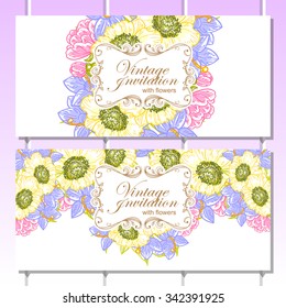 Invitation with floral background