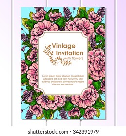 Invitation with floral background