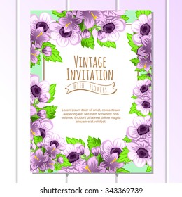 Invitation with floral background