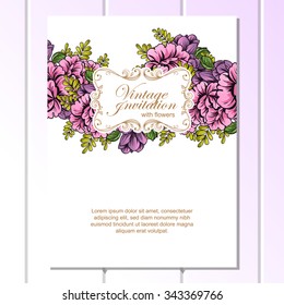 Invitation with floral background