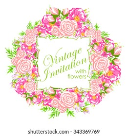 Invitation with floral background