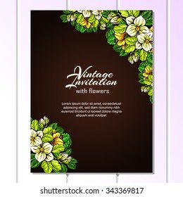 Invitation with floral background