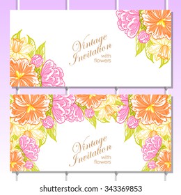 Invitation with floral background