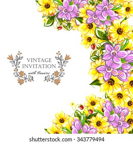 Invitation with floral background