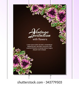 Invitation with floral background