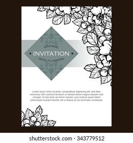 Invitation with floral background