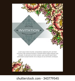 Invitation with floral background