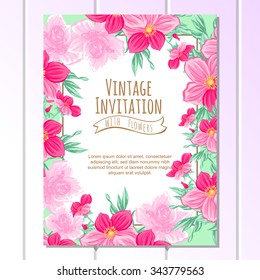 Invitation with floral background