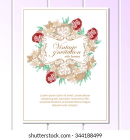 Invitation with floral background
