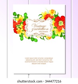 Invitation with floral background