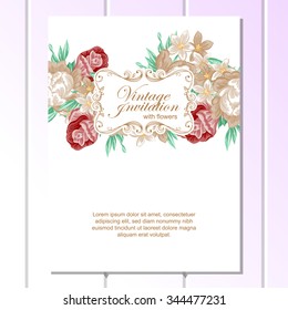 Invitation with floral background