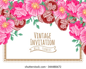 Invitation with floral background