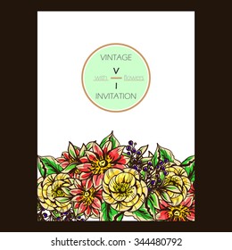 Invitation with floral background
