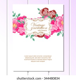 Invitation with floral background