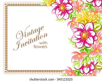 Invitation with floral background