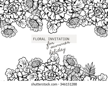 Invitation with floral background