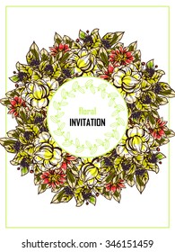 Invitation with floral background