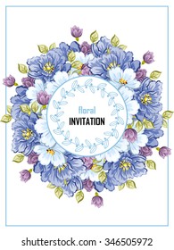Invitation with floral background