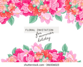 Invitation with floral background