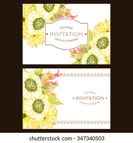 Invitation with floral background