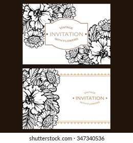 Invitation with floral background