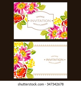 Invitation with floral background