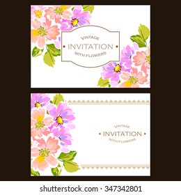 Invitation with floral background
