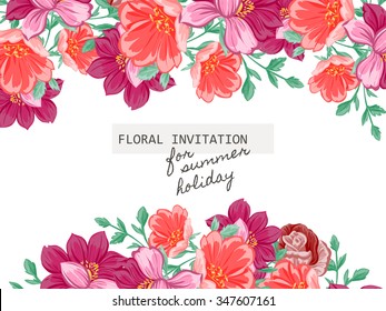 Invitation with floral background