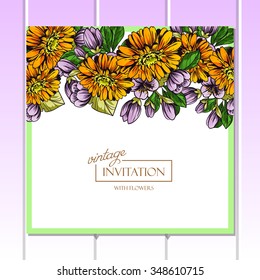 Invitation with floral background