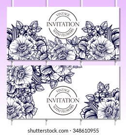 Invitation with floral background