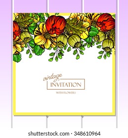 Invitation with floral background
