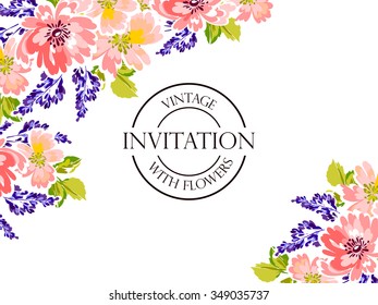 Invitation with floral background