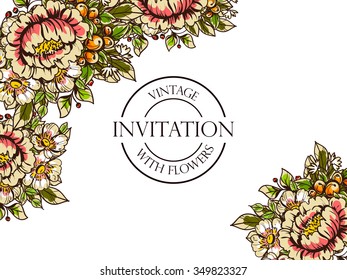 Invitation with floral background