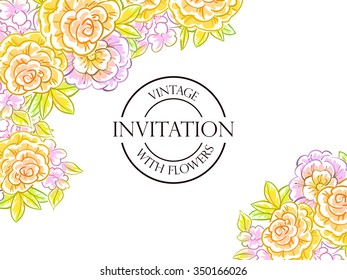 Invitation with floral background
